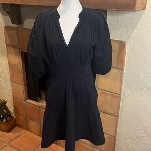 ME+EM Navy Blue Cheesecloth Mini Dress, size 8